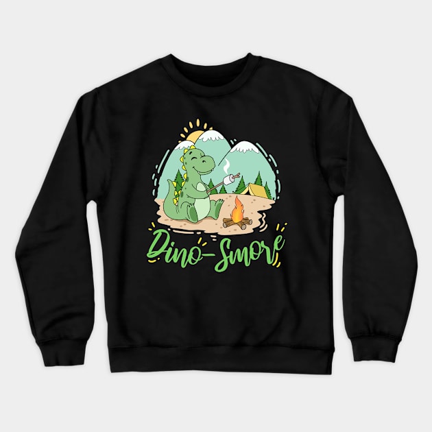 Dino S'mores Camping Gift Dinosaur Camp Smores Adult Kids Print Crewneck Sweatshirt by Linco